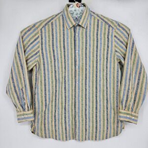 Jhane Barnes Shirt Mens XL Button Up Striped Geometric Long Sleeve Preppy